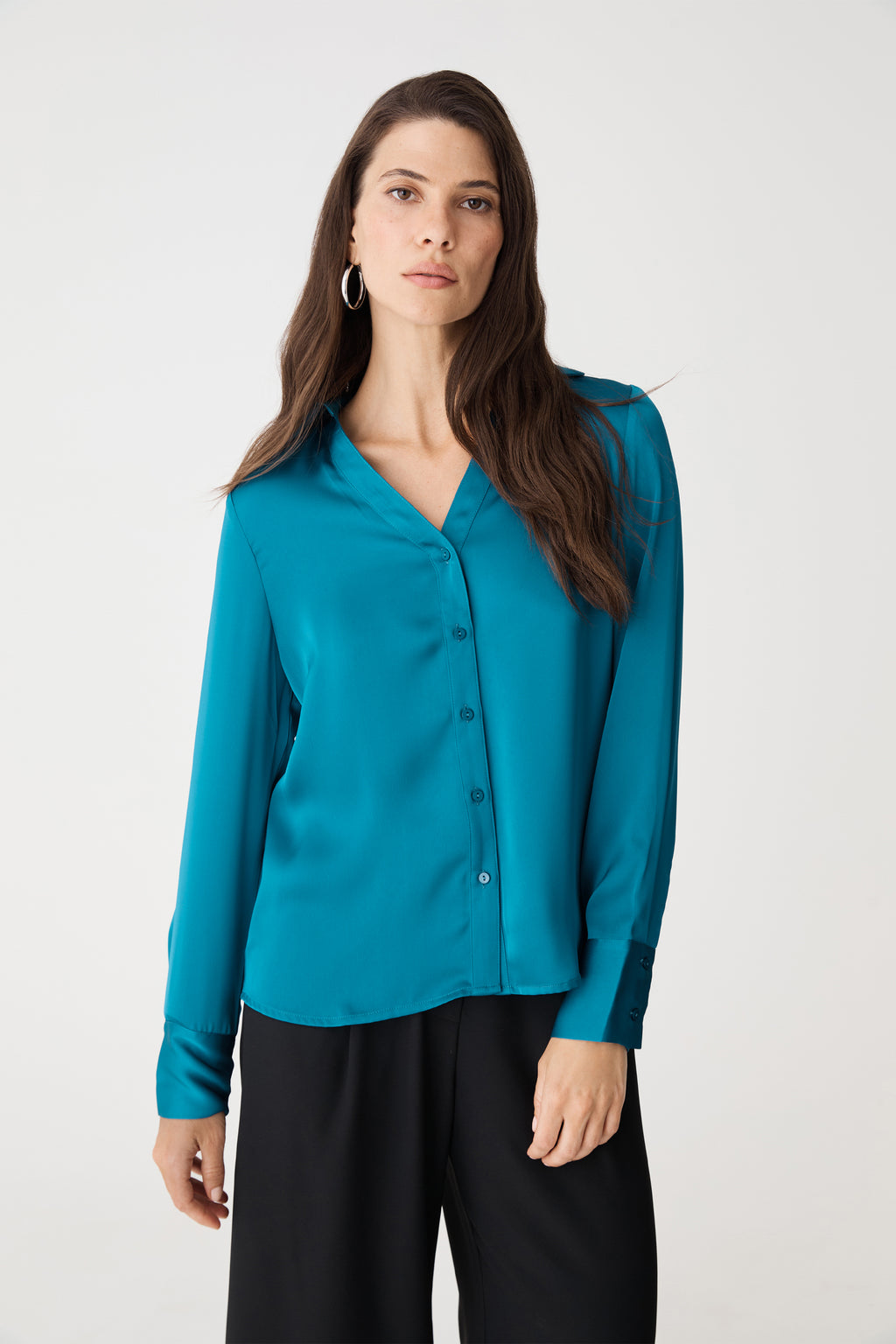 Lila V-Neck Satin Blouse