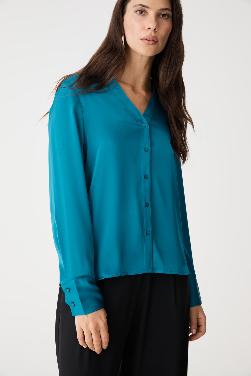 Lila V-Neck Satin Blouse