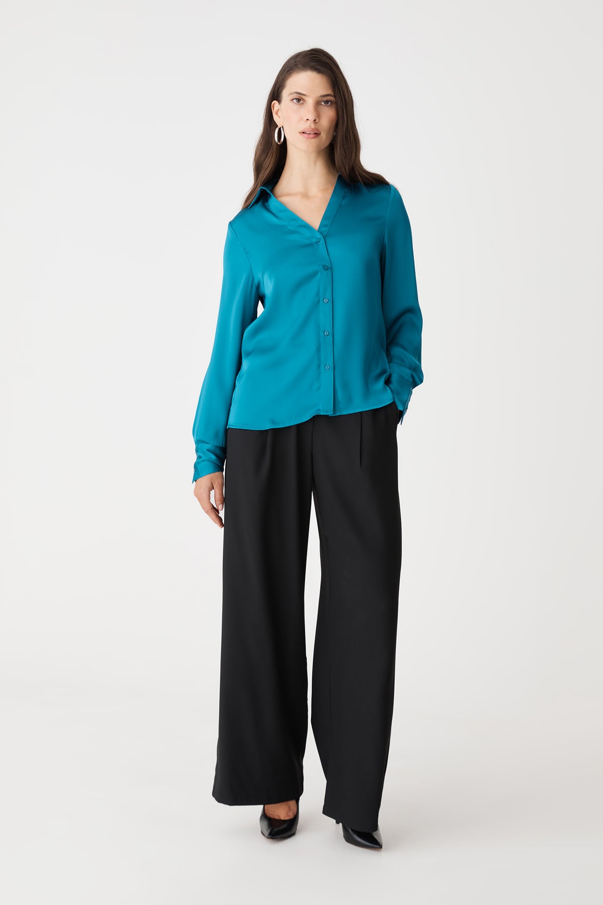 Lila V-Neck Satin Blouse