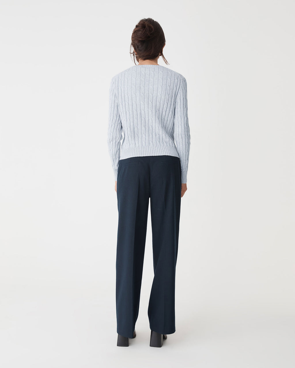Juanita Cotton Cable Knit in ash marle — back view