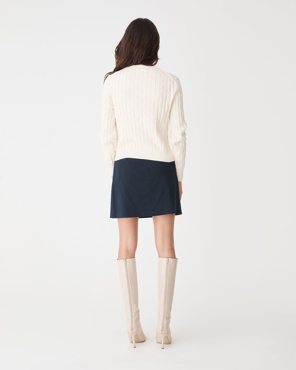 Juanita Cotton Cable Knit in ecru — back view
