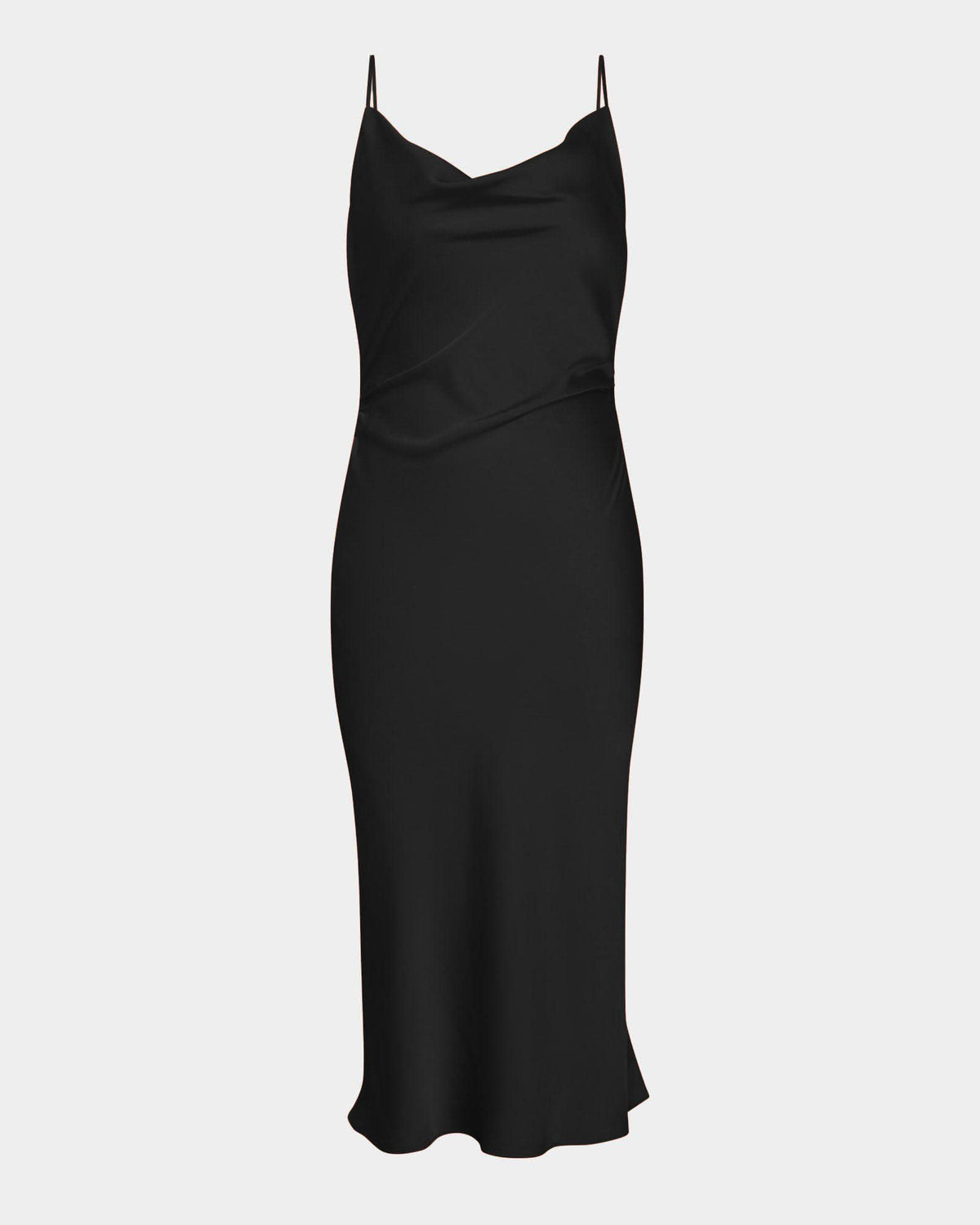 Mae Side Ruched Satin Dress in black — product-only view