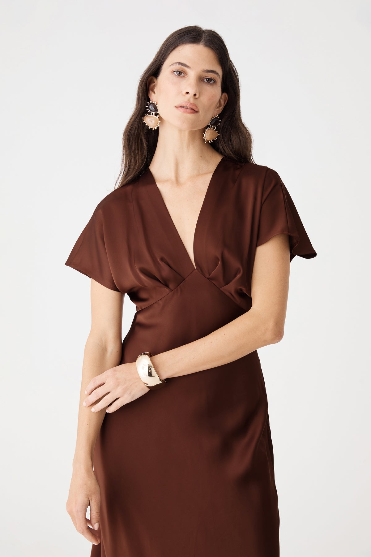 Catalina V-Neck Satin Dress