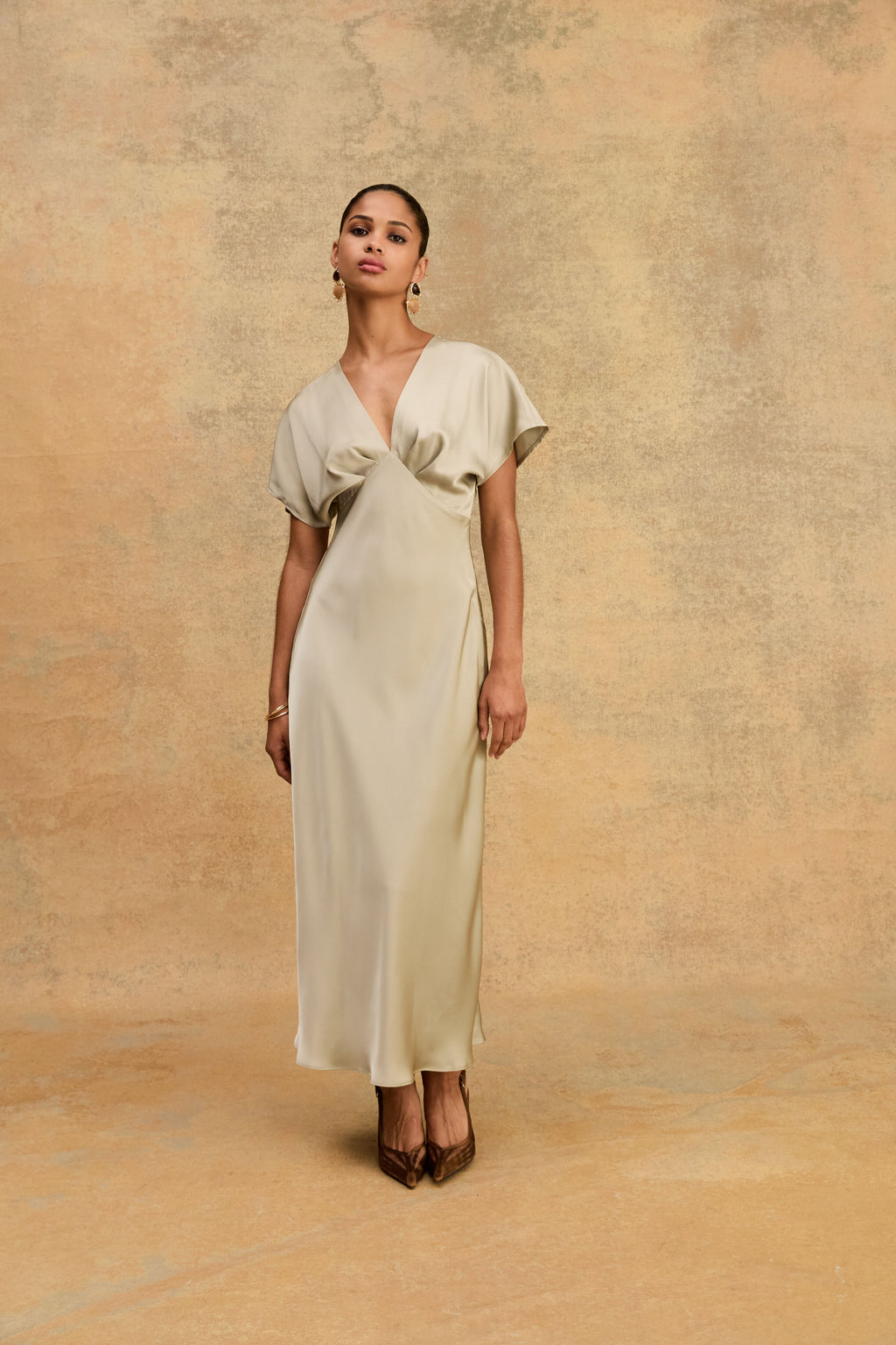Catalina V-Neck Satin Dress