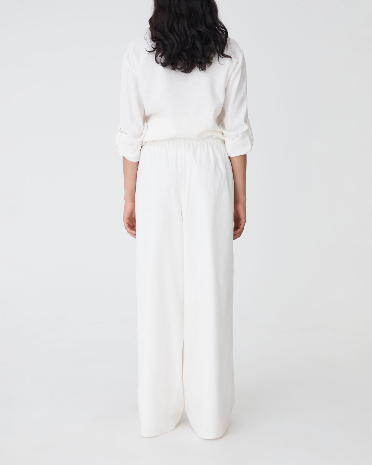 Jazie Tencel Linen Pants in ivory — back view