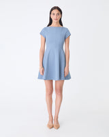 Darcy Short Sleeve Panel Dress in dusk blue — full-length view