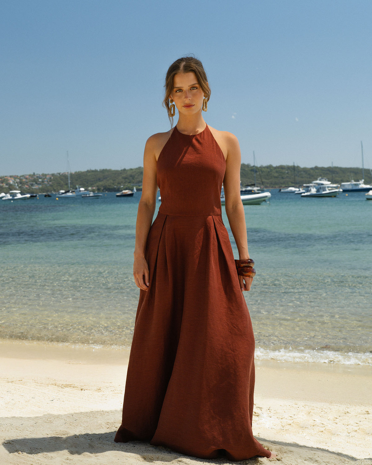 Lennie Halter Maxi Dress in brick — alternate view