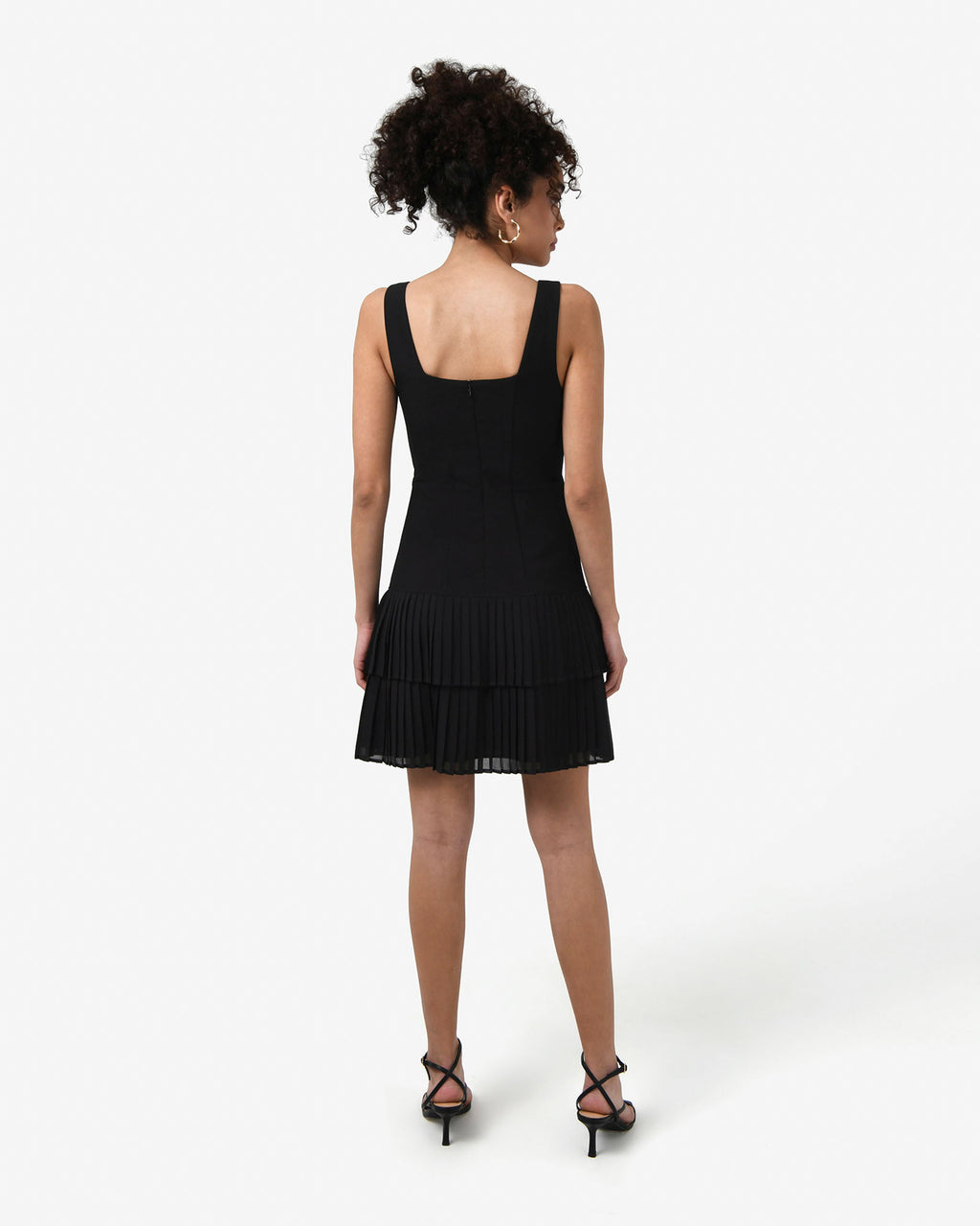 Francis Drop Waist Mini Dress in black — back view