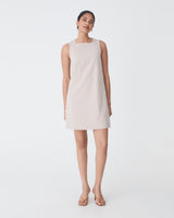 Koora Checked Mini Shift Dress in beige check — full-length view