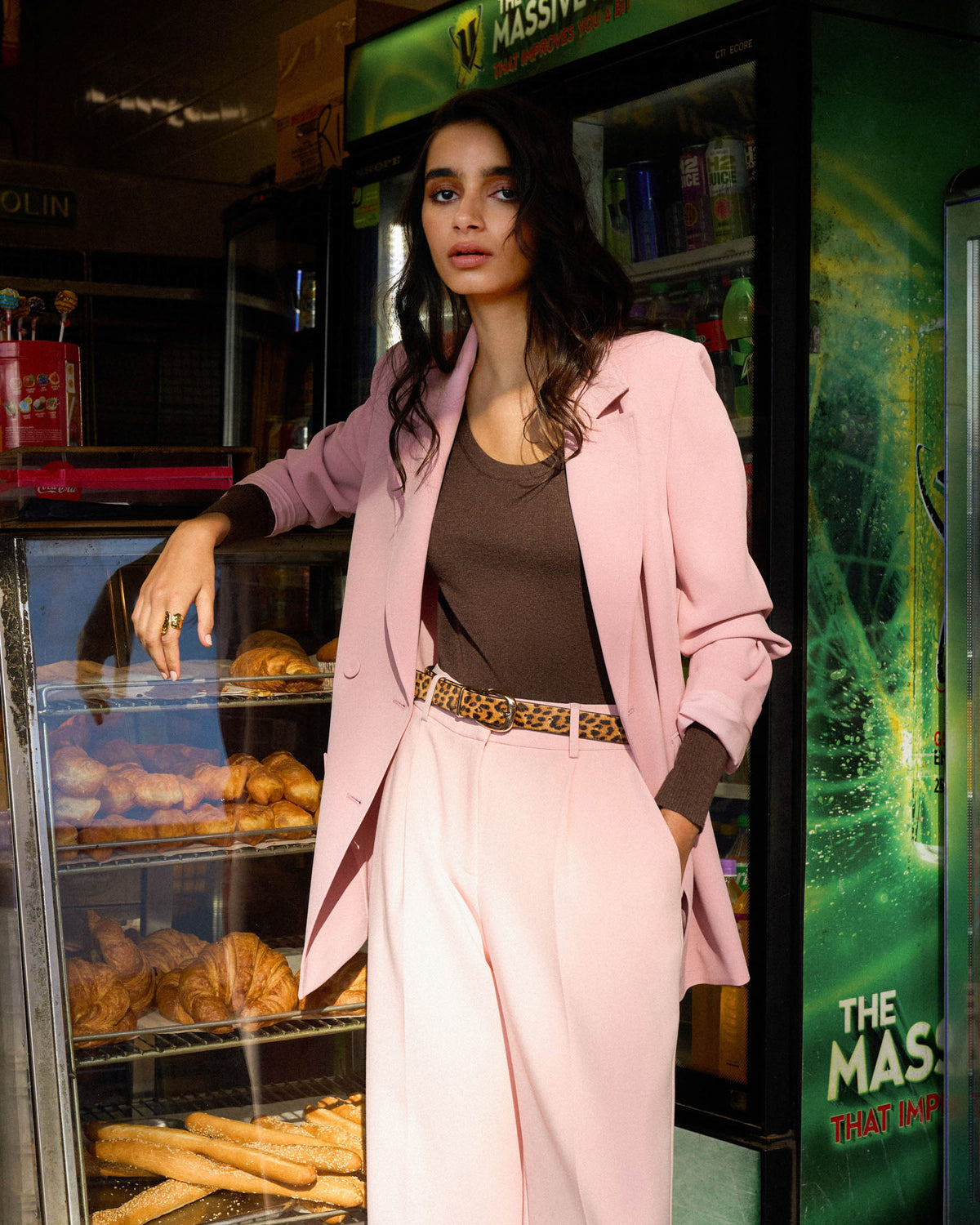 Rumy Double Breasted Blazer in pink — alternate view