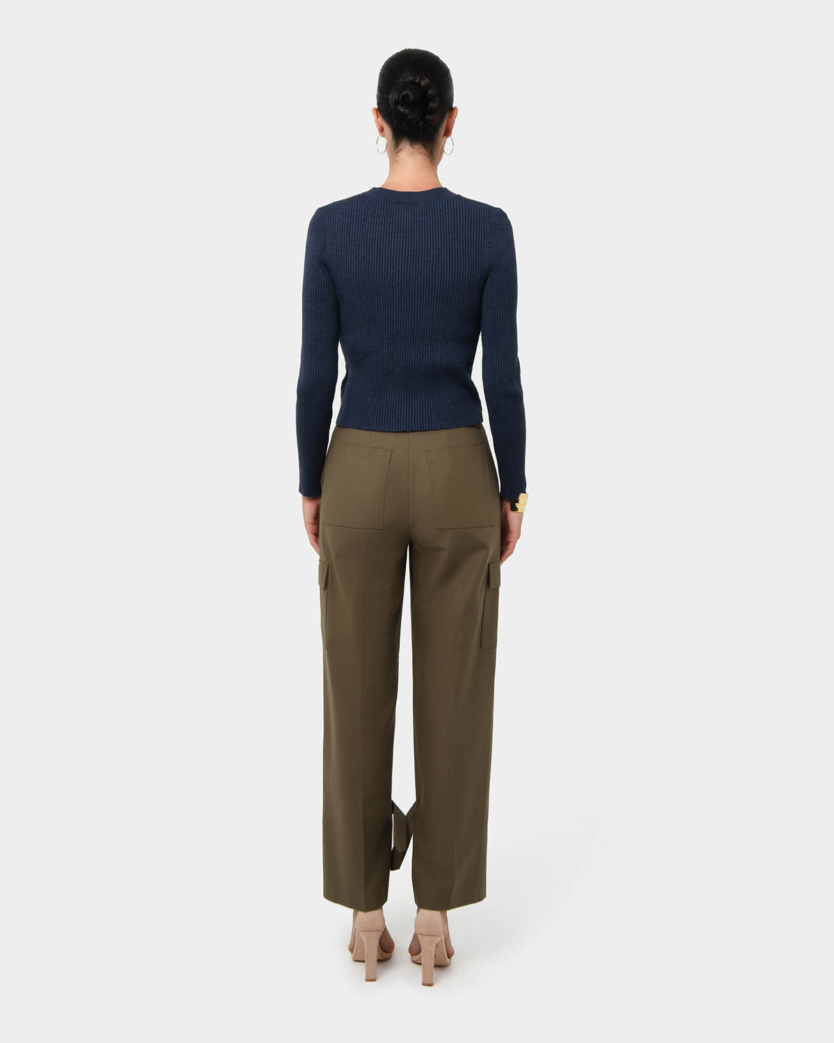 Abigail Cargo Relaxed Pants in khaki — back view