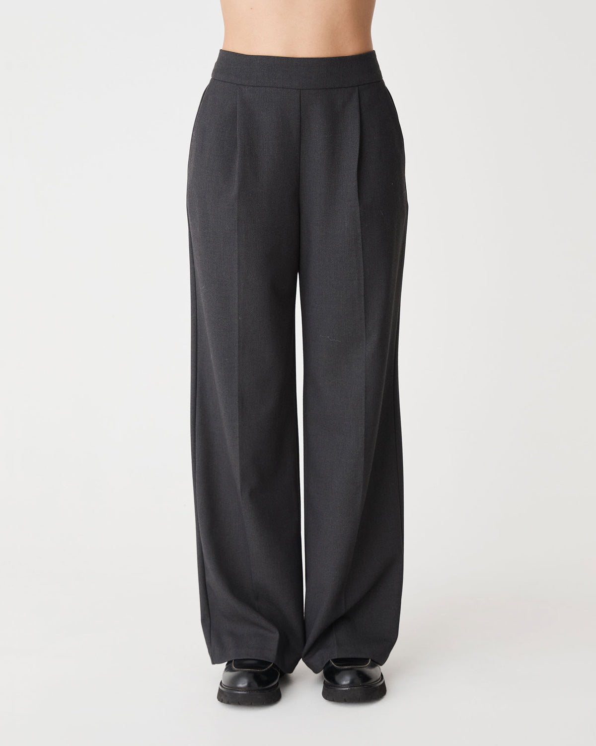 Westwood Elastic Waist Pants in charcoal — close-up view