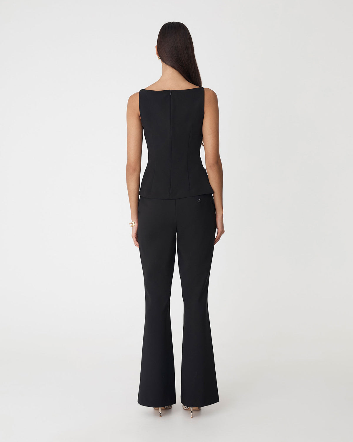 Hannah Stretch Bootleg Pants in black — back view