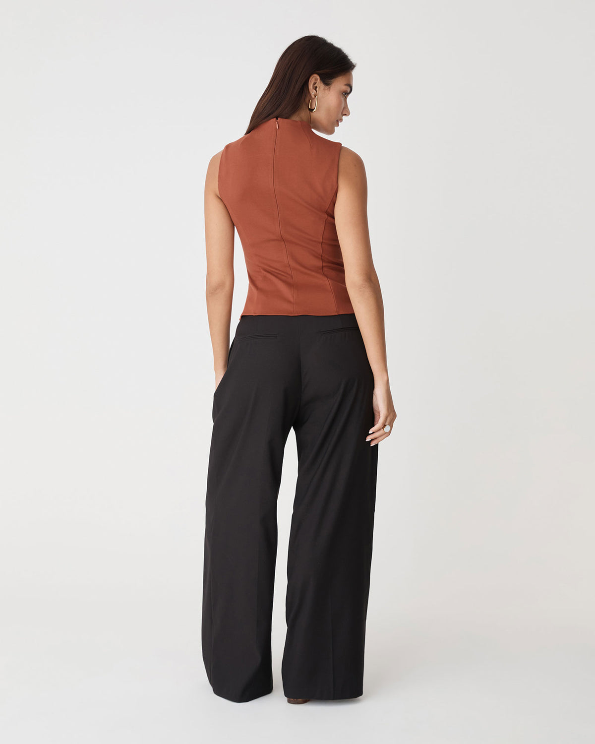 Finnley Structured Ponte Top in rooibos tea — view 4