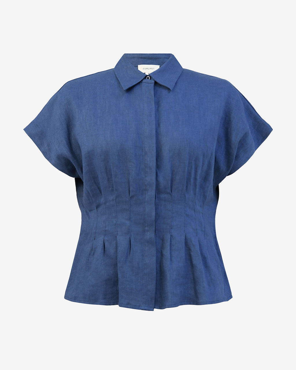 Ami Linen Pleated Tuck Shirt in egyptian blue — product-only view