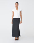 Carissa Gathered Sleeve Top in white — full-length view