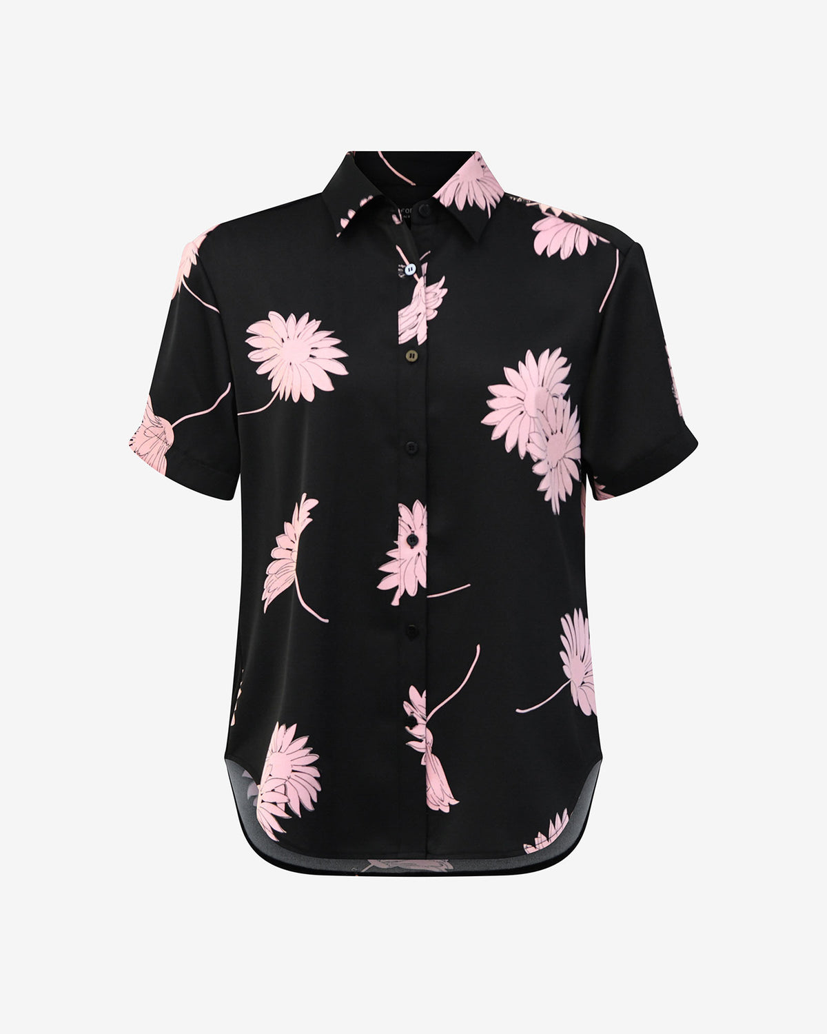 Felicia Floral Satin Shirt in black pink — product-only view