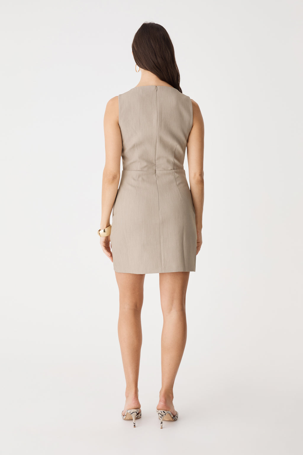 Back view showing vertical back seams and concealed centre-back zip