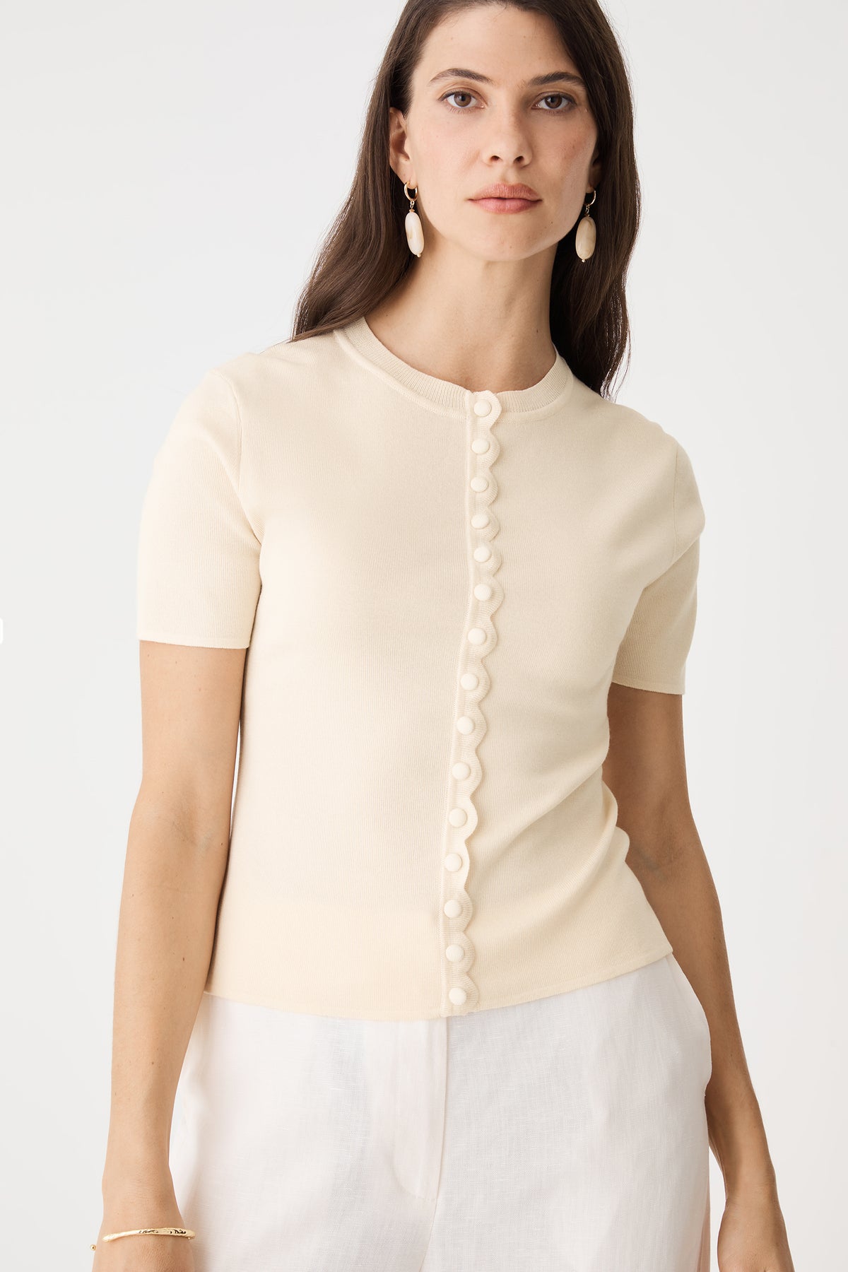 Mel Short Sleeve Scallop Knit