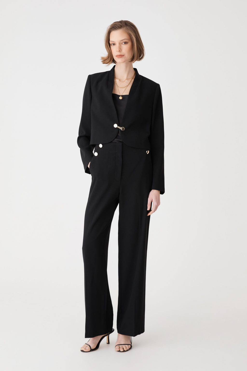 Veronica Button Crepe Pants