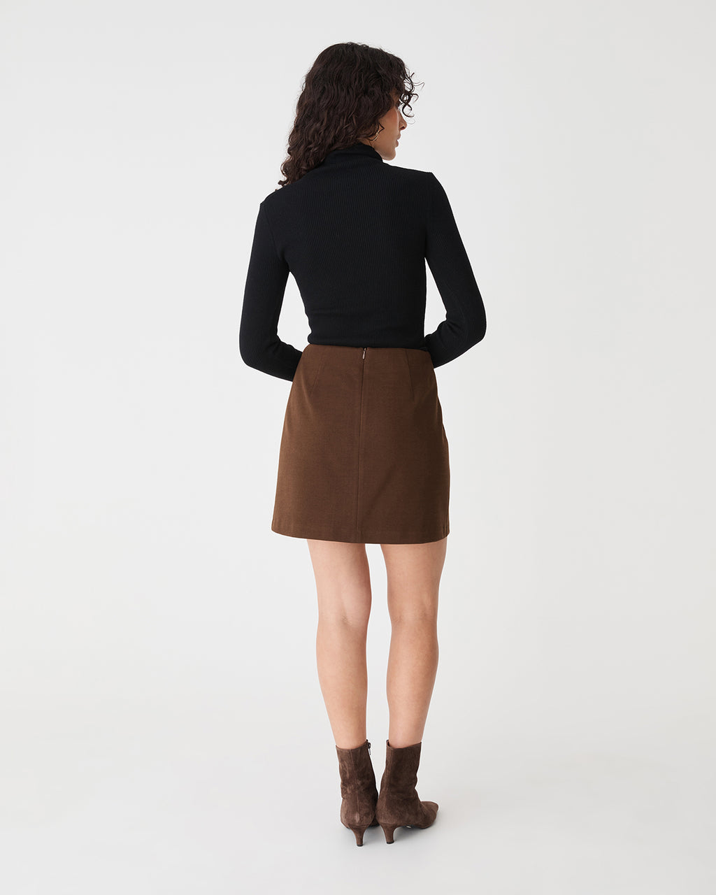 Ginny Ribbed Turtleneck Knit in black — back view