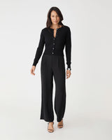 Jessie Crew Neck Cardigan in black — full-length view