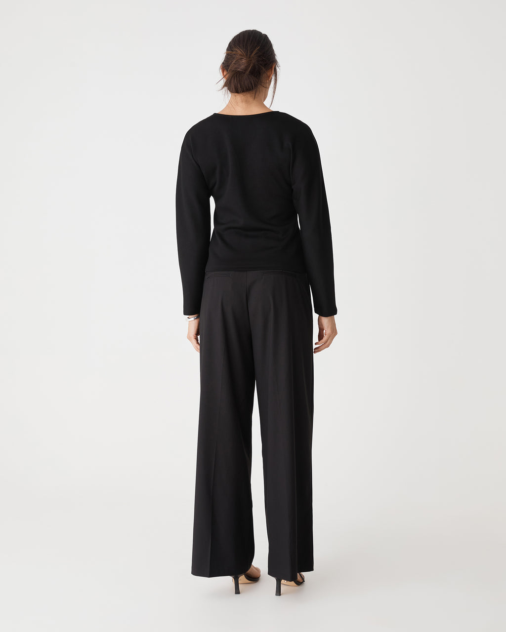 Tate V-Neck Dolman Sleeve Top in black — back view