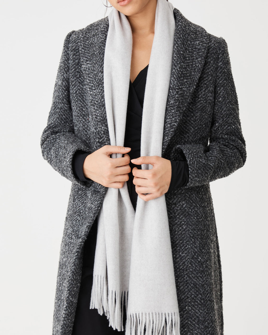 Paloma Wool Blend Scarf in light grey — side view